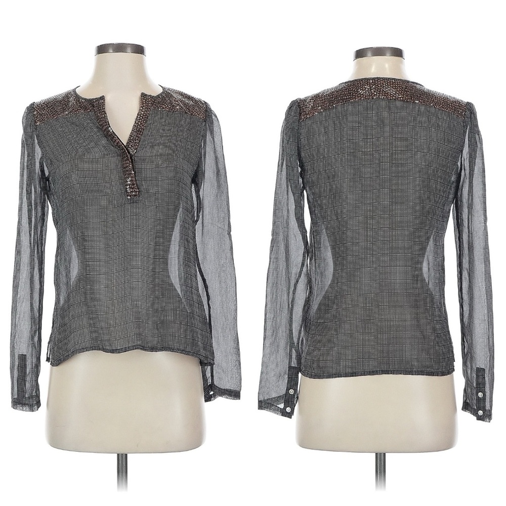 {Joe's Jeans } Dark Gray Silk Sequined Blouse
